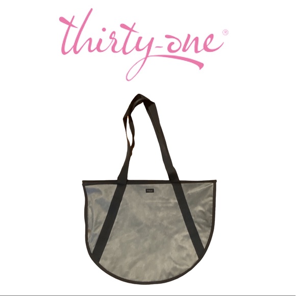 THIRTY-ONE grey round bottoms tote bag purse - Picture 2 of 7